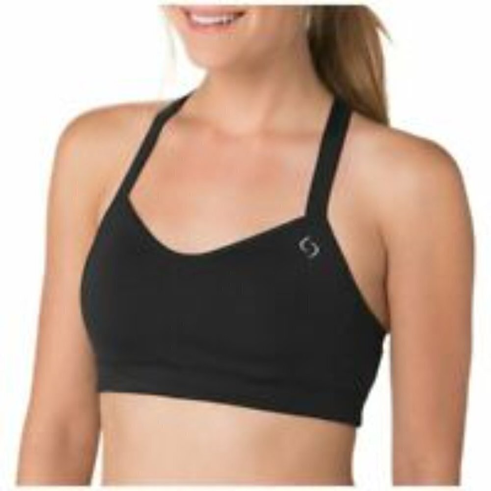 MOVING COMFORT BROOKS UpRise Crossback Sports Bra Small S Black Racerback 300614